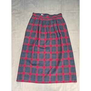 Miss Pendelton Academia A-Line Vintage Wool Windowpane Plaid Pleated Skirt 10